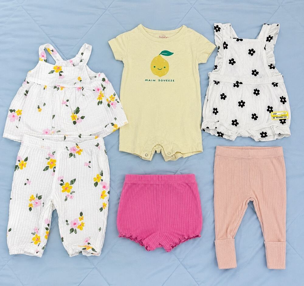Baby Girl Clothing Lot 6 Pc 3-6 Months Mixed Brands Outfit Bundle New & Like New